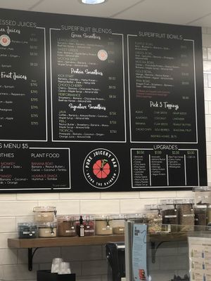 Lots to choose from! And this isn’t the entire menu  at Pure Juicery Bar in Cary