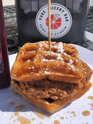 Chick'n & Waffles at Pure Juicery Bar in Cary