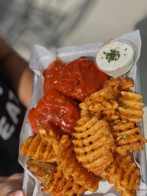 Hot "wingz" at Pure Juicery Bar in Cary