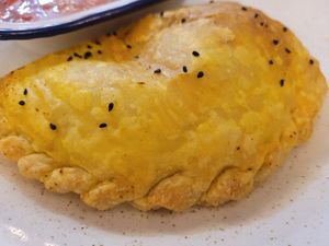 Jamaican Style Curried Veg Pastie at Domu in Bangor