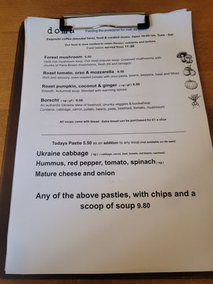 Menu of the Day (Vegan Options Labelled) at Domu in Bangor