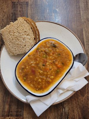 Classic Lentil with Bread (Requested No Butter) #Veganuary at Domu in Bangor