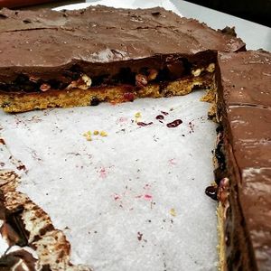 Hazelnut and blueberry tiffin (vegan) at Domu in Bangor