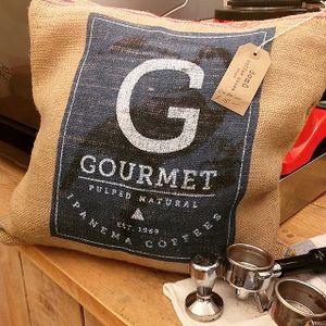 Up-cycled sacks at Domu in Bangor