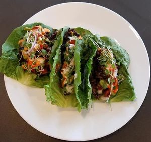Black Bean x Hemp scramble taco lettuce wraps at Celest Cafe in Seattle
