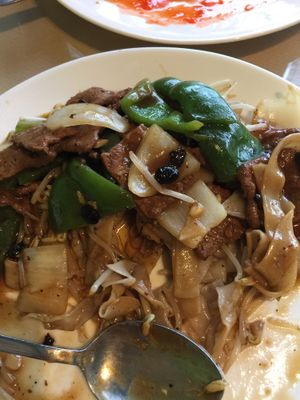 The ";beef"; is incredible, so realistic. at Delicious Vegetarian Restaurant in Winnipeg