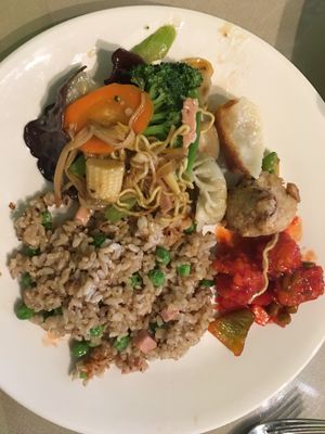 A little bit of everything g at Delicious Vegetarian Restaurant in Winnipeg