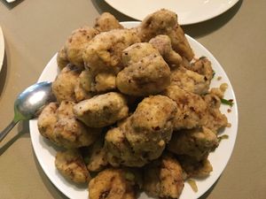 Deep fried mushrooms  at Delicious Vegetarian Restaurant in Winnipeg