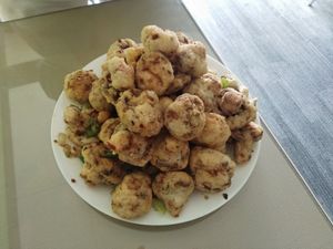Deep fried mushrooms with spicy salt at Delicious Vegetarian Restaurant in Winnipeg