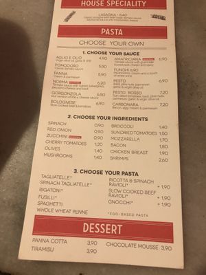 Menu 2 at Macchina Pasta Bar in Barcelona