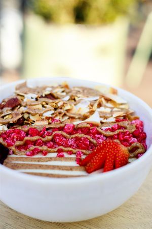 caramel smoothie bowl at Lexi's Healthy Eatery in Rosebank