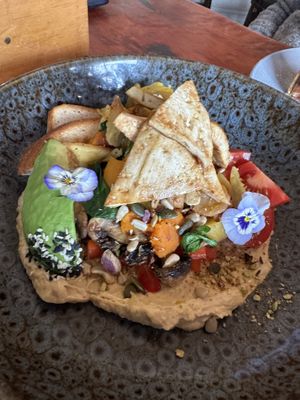 Vegan fry up with tofuu  at Villa Nine in Te Aroha