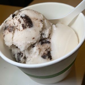 Vegan Cookies & Cream, Vegan Vanilla Ice Cream made w/ Coconut Milk at Furniture City Creamery in Grand Rapids