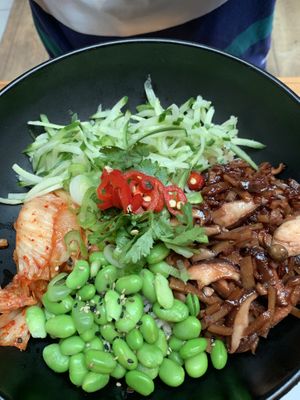 No duck donburi - lovely mix of hot and cold  at Wagamama in Swindon