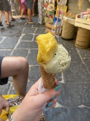 Vegan Mango and pistachio Gelato  at Fresco in Sorrento