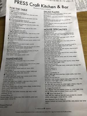 Menu at Press Mobile in Johnstown