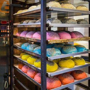 Home made Buns, no artificial coloring! at Flower Burger in Rotterdam