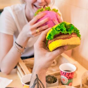 Vegan rainbow burgers 100% natural! at Flower Burger in Rotterdam