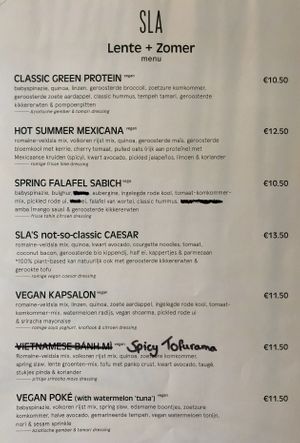 Spring Summer 2020 menu at SLA - Oude Binnenweg in Rotterdam