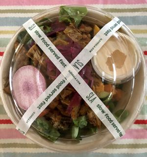 My delicious Vegan Kapsalon to eat at home at SLA - Oude Binnenweg in Rotterdam