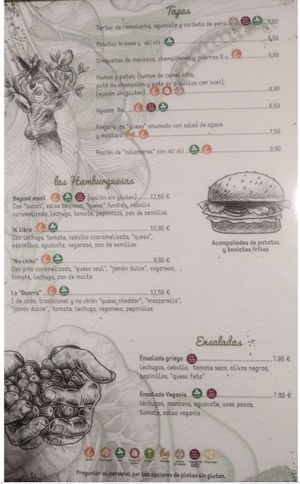 Menu at Vegania in Madrid