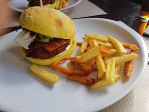 Main: hamburguesa de la casa at Vegania in Madrid