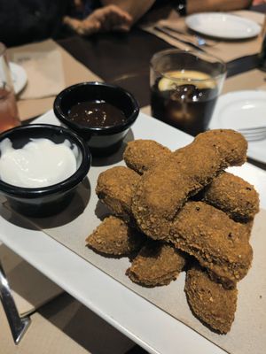 Chicken strips at Vegania in Madrid