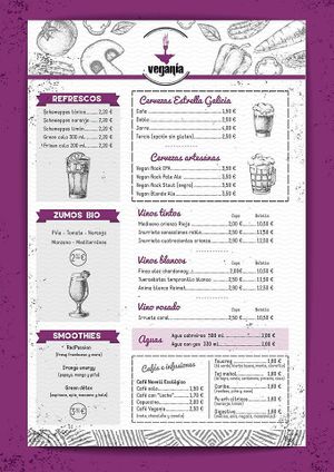 menu at Vegania in Madrid