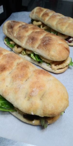 Mega bocata de "calamares" at Vegania in Madrid