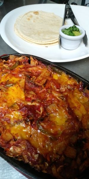 Jack fruit fajitas!! at Vegania in Madrid