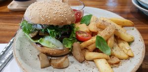 Mushroom burger at Man & The Figs in Bangkok