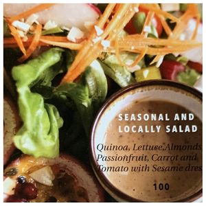 The pic from them menu of the amazing salad I had. at Man & The Figs in Bangkok