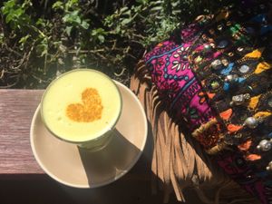 A delicious tumeric latte at Paseyo in Mullumbimby