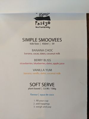 Smoothies and soft serve at Paseyo in Mullumbimby