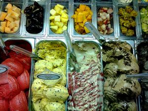 Part of the Vegan fridge. at Grande Italia in Rehovot