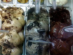 Espresso, Oreo (a SPECIAL sort!!), and Chocolate Soy-based Ice-Creams. at Grande Italia in Rehovot