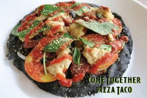 Cometogether pizza taco at All You Eat is Love in Chiang Mai