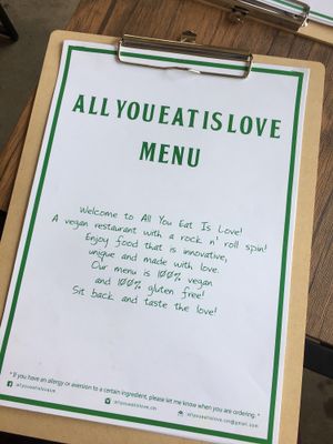 Menu at All You Eat is Love in Chiang Mai