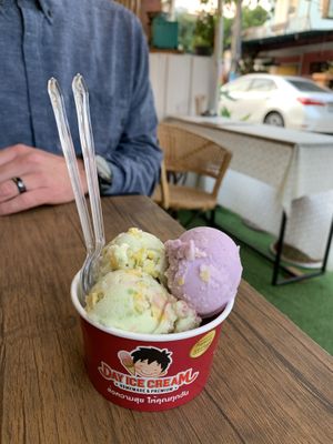 Jackfruit & taro vegan ice cream- amazing at All You Eat is Love in Chiang Mai