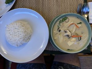 Green Curry perfection... at All You Eat is Love in Chiang Mai