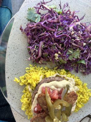 taro burger  at Choice Health Bar in Paia