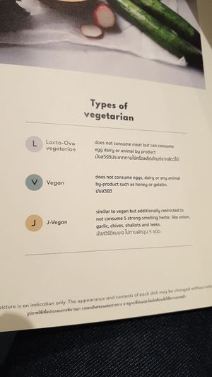 Menu at On the Table in Bangkok