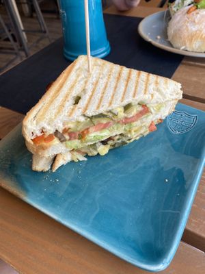 Vegan toast with grilled veggies and vegan cheese  at King's Caffe in Malinska