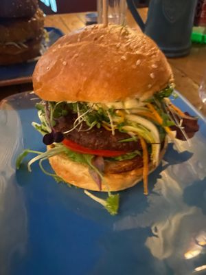 Vegan hamburger  at King's Caffe in Malinska