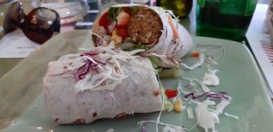 vegetarian falafel burger served vegan at King's Caffe in Malinska