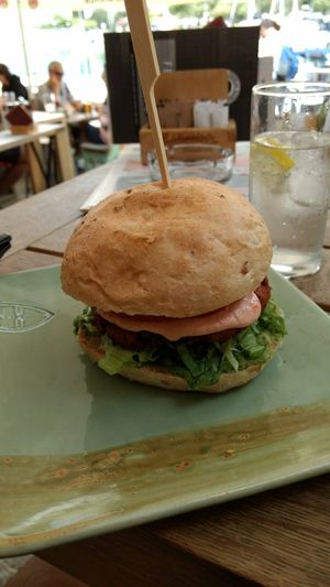 Vegan burger (chickpea Patty with home-made Brokkoli Sauce) at King's Caffe in Malinska