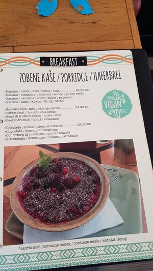 Mene for vegan and vegetarian options at King's Caffe in Malinska