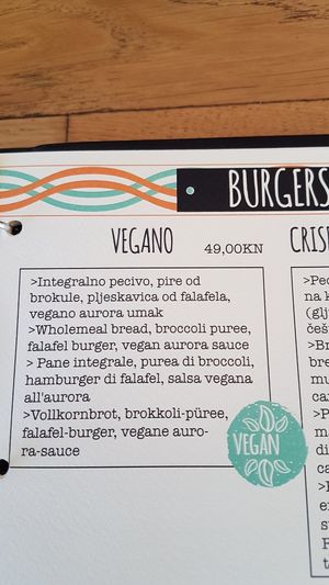 Mene for vegan and vegetarian options at King's Caffe in Malinska