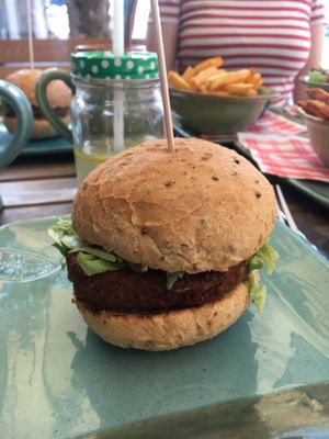 vegan burger with brokkoli and vegan mayonnaise  at King's Caffe in Malinska