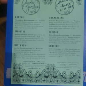 Menu at My Secret Garden Cafe in Vienna